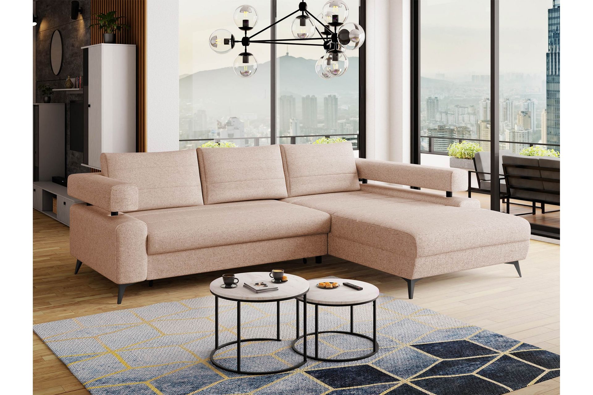 Fito Sovesofa med Sjeselong 3-seter - Rosa - Møbler - Sofaer - Sovesofaer