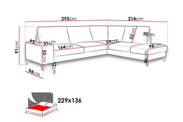 Flavio Hjørnesovesofa 293x214x91 cm - Møbler - Sofaer - Sovesofaer