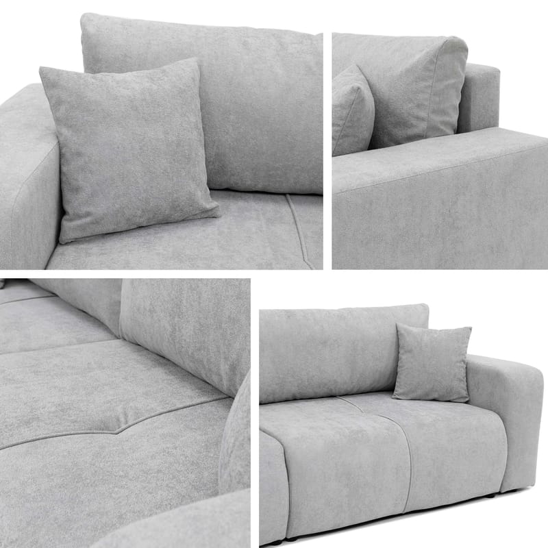 Flo 3-seter Kubisk Sovesofa med Oppbevaring i Bouclé - Hvit - Møbler - Sofaer - Sovesofaer
