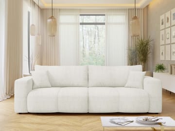 Flo 3-seter Kubisk Sovesofa med Oppbevaring i Bouclé - Hvit - Møbler - Sofaer - Sovesofaer