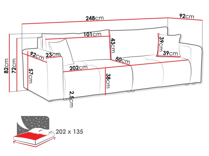Flo Sovesofa 3-seter - Hvit - Møbler - Sofaer - Sovesofaer