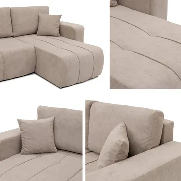 Flo Sovesofa med dobbel sjeselong 4-seter - Beige - Møbler - Sofaer - Sovesofaer