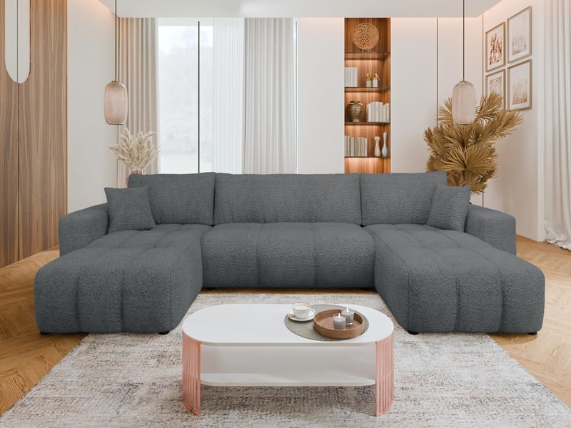 Flo Sovesofa med dobbel sjeselong 4-seter - Grå - Møbler - Sofaer - Sovesofaer