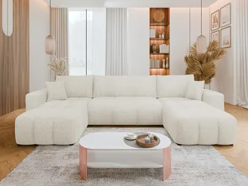 Flo Sovesofa med dobbel sjeselong 4-seter - Hvit - Møbler - Sofaer - Sovesofaer