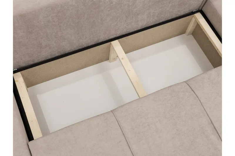 Flo Sovesofa med Dobbel Sjeselong 4-seter i Plysj - Beige - Møbler - Sofaer - Sovesofaer