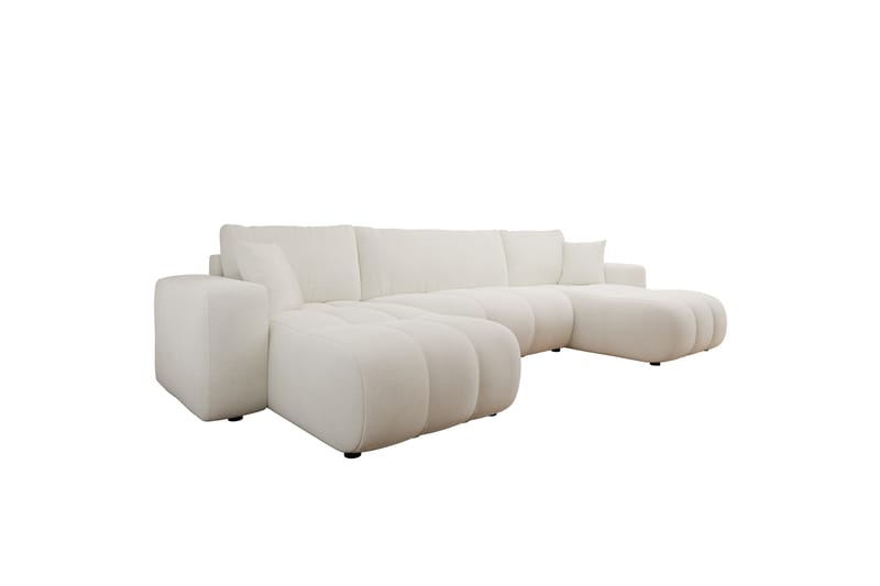 Flo Sovesofa med Dobbel Sjeselong 4-seter i Plysj - Hvit - Møbler - Sofaer - Sovesofaer