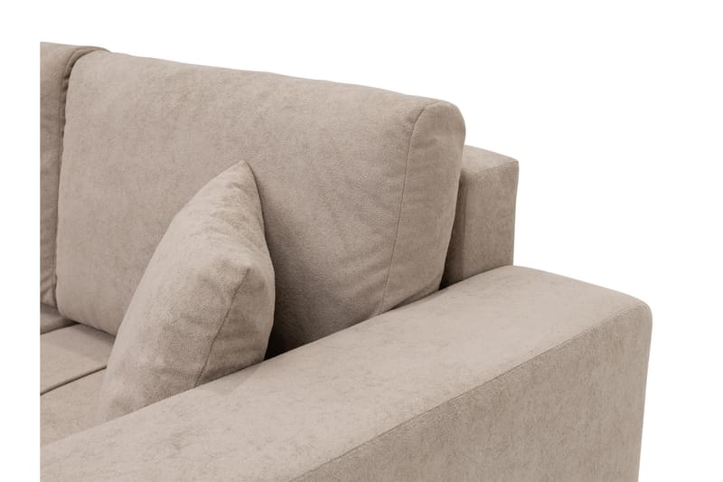 Flo Sovesofa med Dobbel Sjeselong 4-seter i Plysj - Beige - Møbler - Sofaer - Sovesofaer