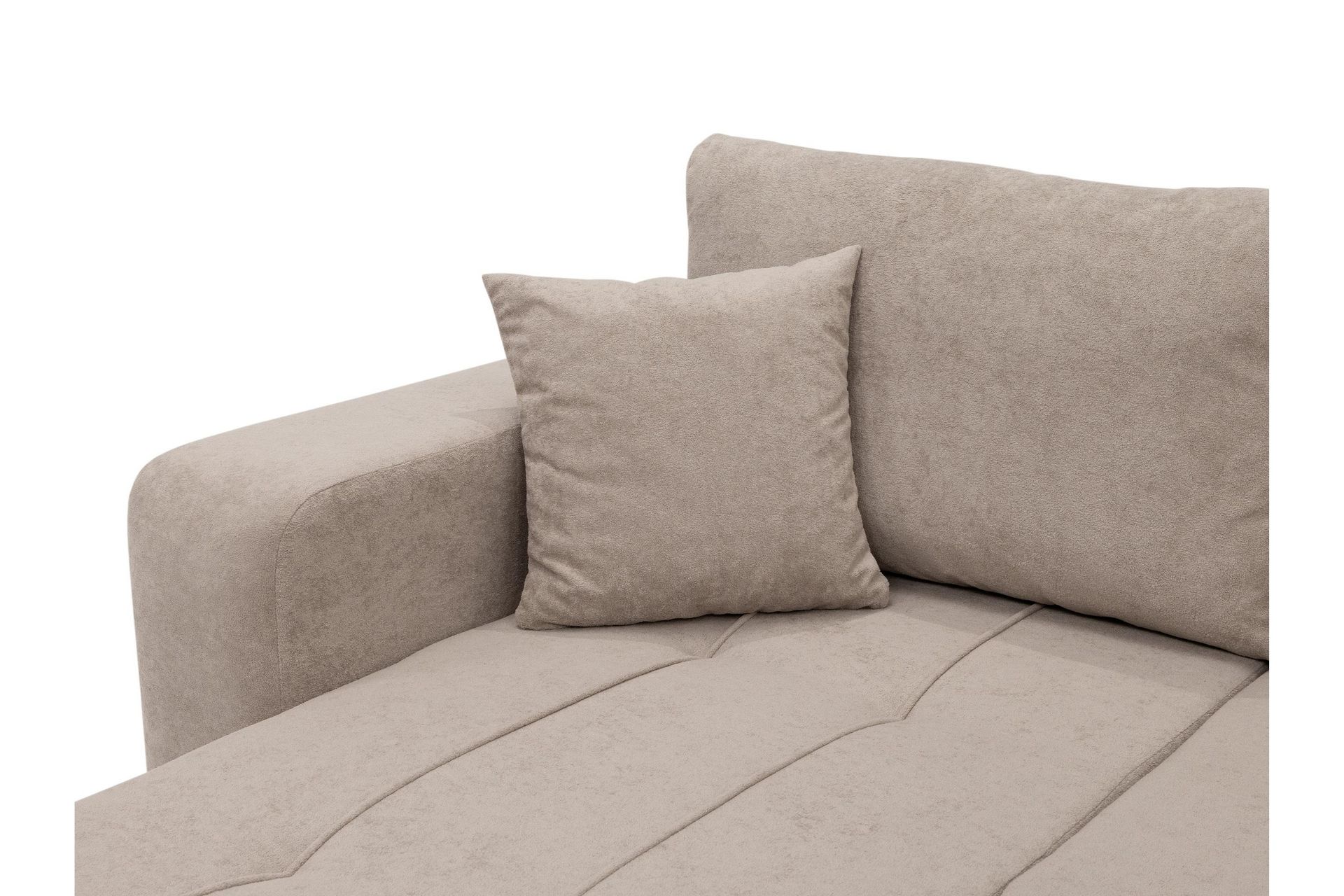 Flo Sovesofa med Dobbel Sjeselong 4-seter i Plysj - Beige - Møbler - Sofaer - Sovesofaer