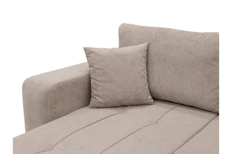 Flo Sovesofa med Dobbel Sjeselong 4-seter i Plysj - Beige - Møbler - Sofaer - Sovesofaer