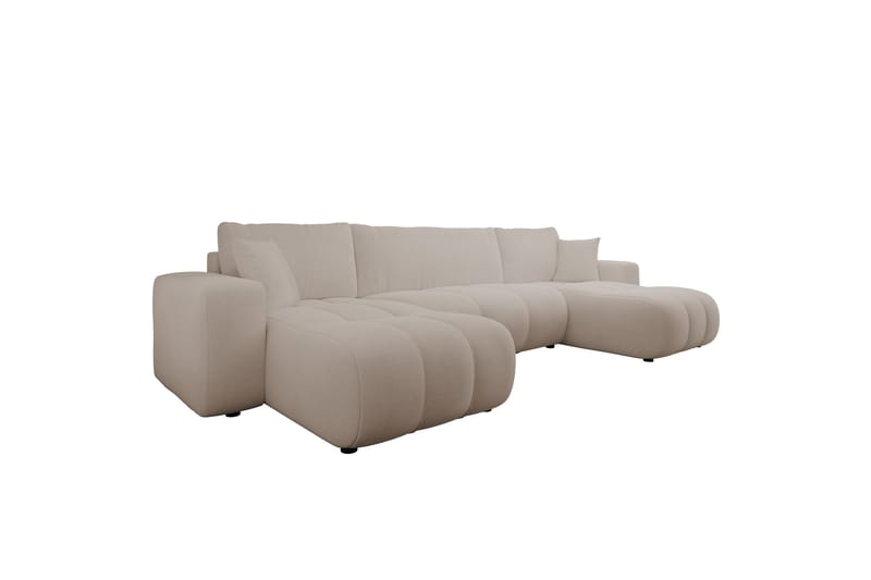 Flo Sovesofa med Dobbel Sjeselong 4-seter i Plysj - Beige - Møbler - Sofaer - Sovesofaer