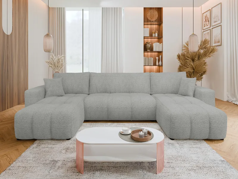 Flo Sovesofa med dobbel sjeselong 4-seter - Lysegrå - Møbler - Sofaer - Sovesofaer