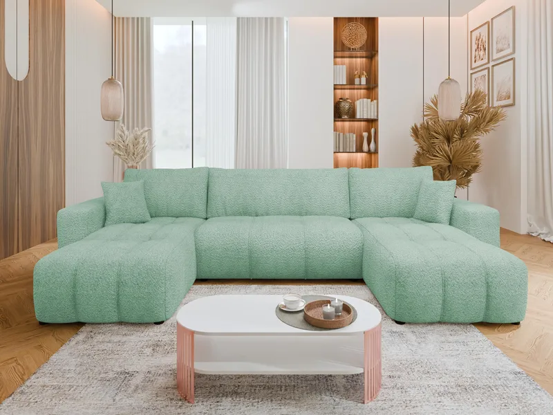 Flo Sovesofa med dobbel sjeselong 4-seter - Mintgrønn - Møbler - Sofaer - Sovesofaer