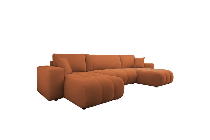 Flo Sovesofa med Dobbel Sjeselong 4-seter - Oransje - Møbler - Sofaer - Sovesofaer