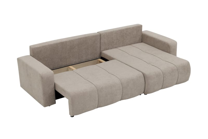 Flo Sovesofa med Sjeselong 3-seter i Plysj - Gul - Møbler - Sofaer - Sovesofaer
