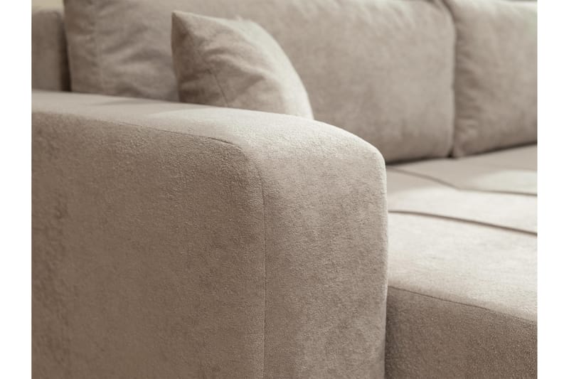 Flo Sovesofa med Sjeselong 3-seter i Plysj - Gul - Møbler - Sofaer - Sovesofaer