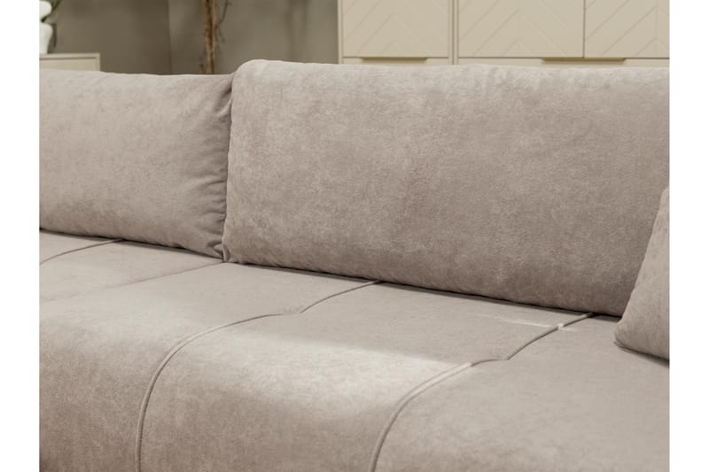 Flo Sovesofa med Sjeselong 3-seter i Plysj - Gul - Møbler - Sofaer - Sovesofaer