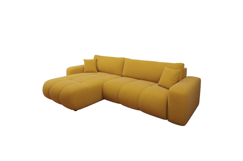 Flo Sovesofa med Sjeselong 3-seter i Plysj - Gul - Møbler - Sofaer - Sovesofaer
