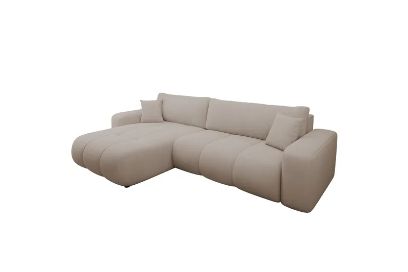 Flo Sovesofa med Sjeselong 3-seter i Plysj - Beige - Møbler - Sofaer - Sovesofaer