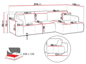 Flo Sovesofa med sjeselong 3-seter - Mintgrønn - Møbler - Sofaer - Sovesofaer
