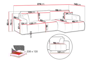 Flo Sovesofa med Sjeselong 3-seter - Oransje - Møbler - Sofaer - Sovesofaer