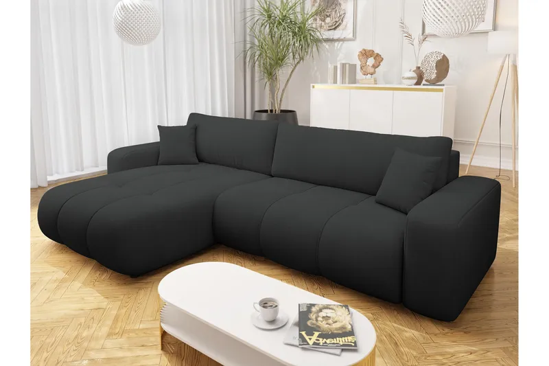 Flo Sovesofa med Sjeselong 3-seter - Svart - Møbler - Sofaer - Sovesofaer