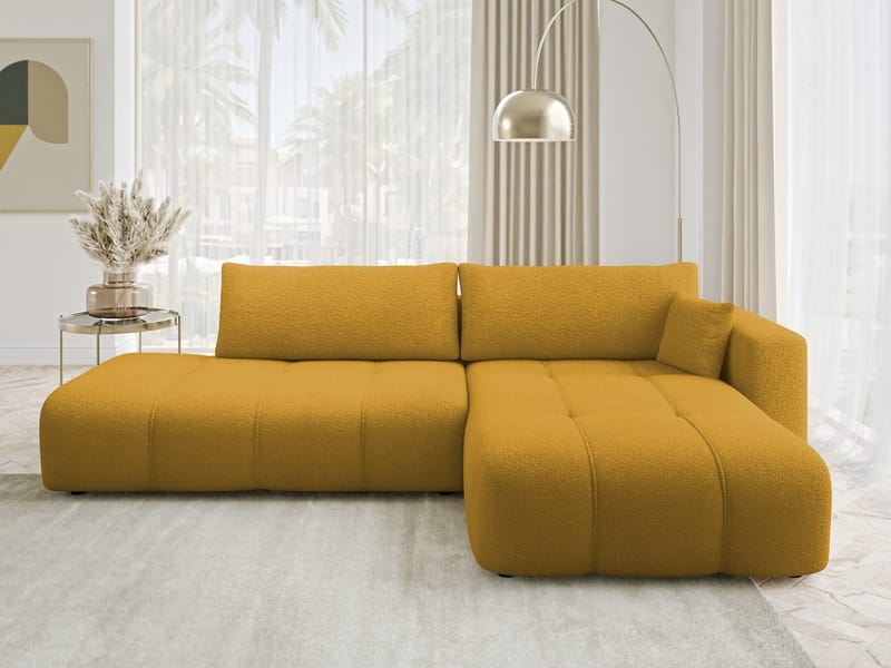 Flo Sovesofa med sjeselong 4-seter - Gul - Møbler - Sofaer - Sovesofaer