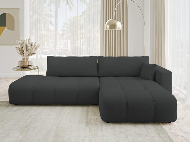 Flo Sovesofa med sjeselong 4-seter - Svart - Møbler - Sofaer - Sovesofaer