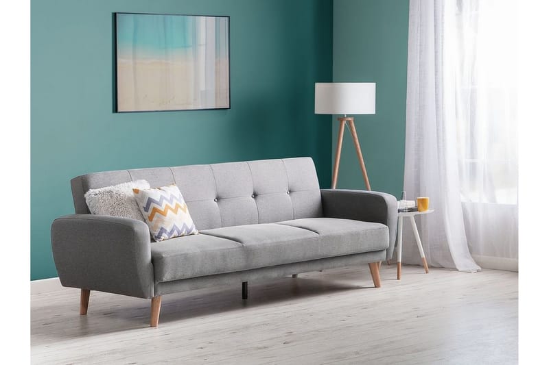 Florli 3-seter Utfellbar Rektangulær Sovesofa 104x190 cm i Stoff - Grå - Møbler - Sofaer - Sovesofaer
