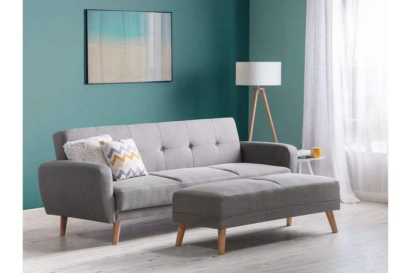 Florli 3-seter Utfellbar Rektangulær Sovesofa 104x190 cm i Stoff - Grå - Møbler - Sofaer - Sovesofaer