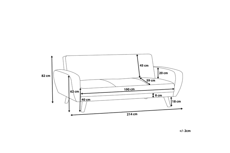 Florli Sovesofa 214 cm - Svart - Møbler - Sofaer - Sovesofaer