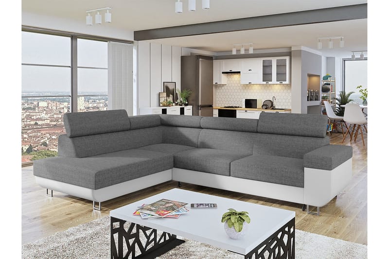 Fonti 3-seters Hjørnesofa Fonti Venstre - Svart - Møbler - Sofaer - Sovesofaer