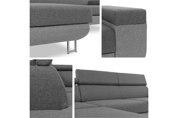 Fonti Sovesofa m. Sjeselong 3-seters L-formet - Grå - Møbler - Sofaer - Sovesofaer