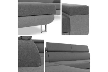 Fonti Sovesofa m. Sjeselong 3-seters L-formet - Grå - Møbler - Sofaer - Sovesofaer