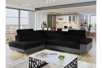 Fonti Sovesofa m. Sjeselong 3-seters L-formet - Grå - Møbler - Sofaer - Sovesofaer