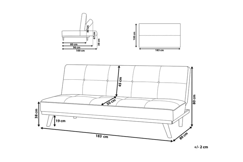 Froya 3-seters Sovesofa 100x183 cm i Stoff - Grå - Møbler - Sofaer - Sovesofaer