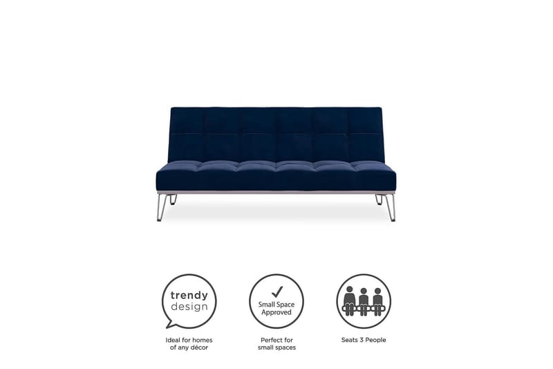 Elle Futon Fløyel/Blå - Novogratz - Møbler - Sofaer - Sovesofaer - Futon - Futon sofa