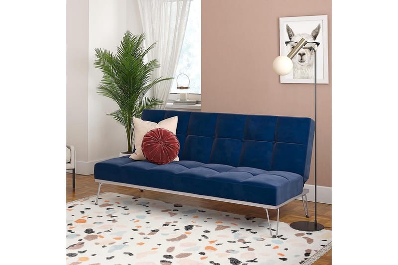 Elle Futon Fløyel/Blå - Novogratz - Møbler - Sofaer - Sovesofaer - Futon - Futon sofa