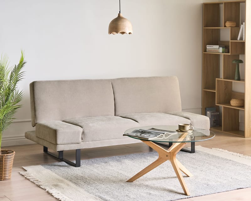 Sovesofa York Chenille - Lys beige - Møbler - Sofaer - Sovesofaer - 2 seters sovesofa