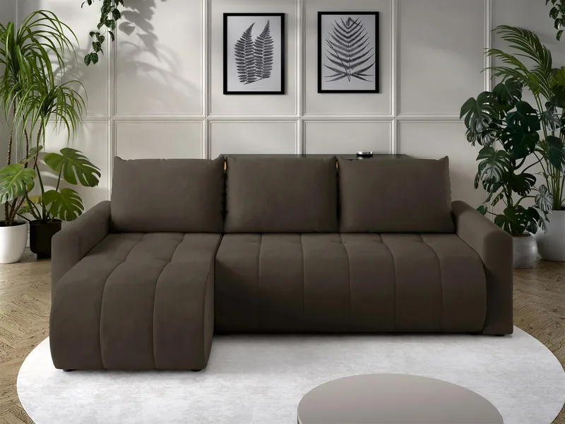 Fynrican 3-seters sovesofa med divan - Polo 877 (mørk brun) - Møbler - Sofaer - Sovesofaer