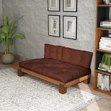 Fynros 2-seters Sovesofa - Mørkerød/Natur - Møbler - Sofaer - Sovesofaer