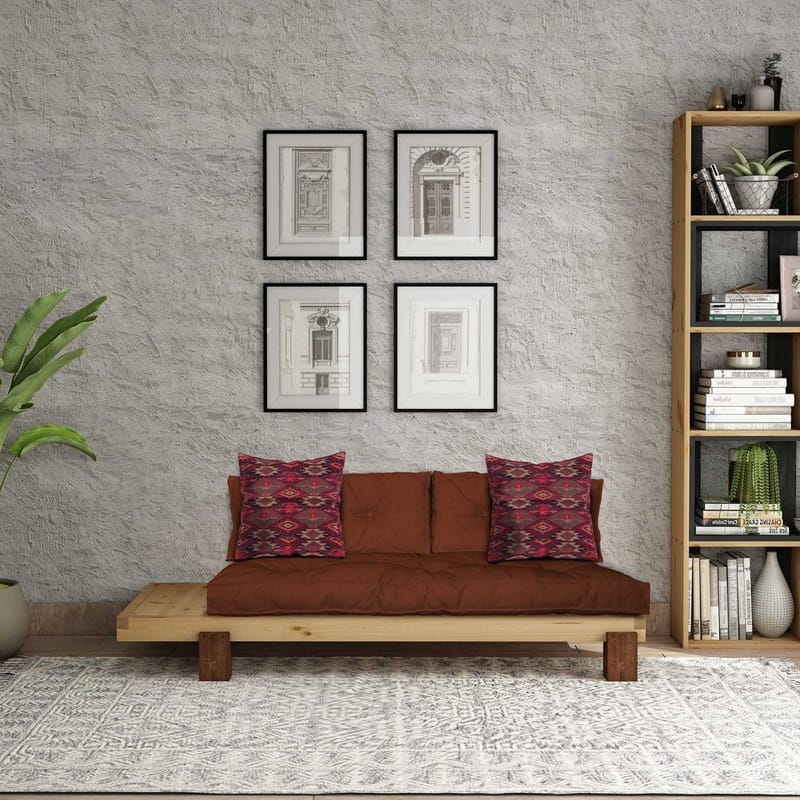 Fynros 2-seters Sovesofa - Mørkerød/Natur - Møbler - Sofaer - Sovesofaer
