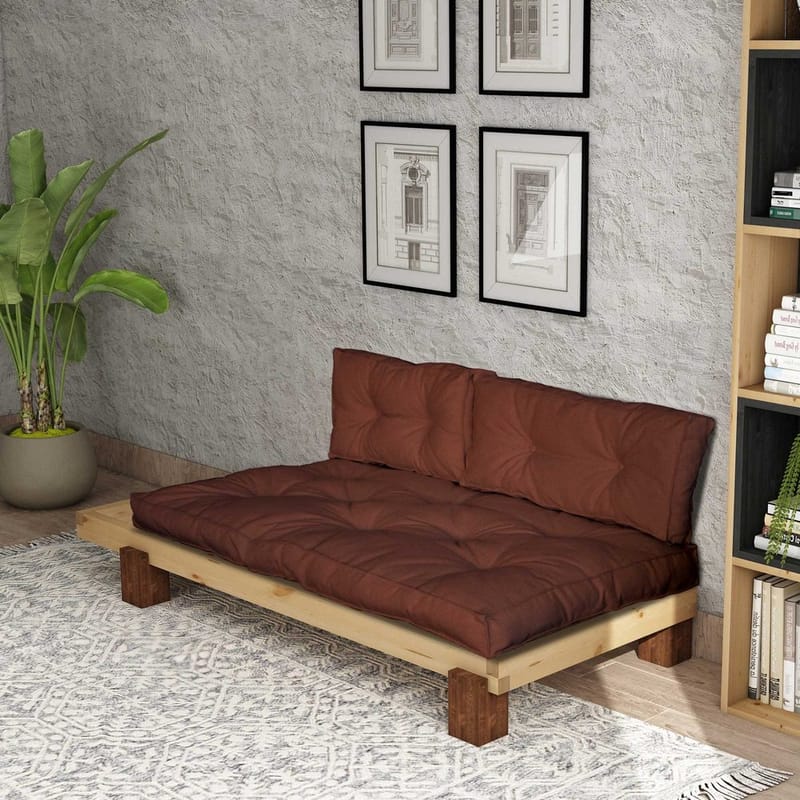 Fynros 2-seters Sovesofa - Mørkerød/Natur - Møbler - Sofaer - Sovesofaer