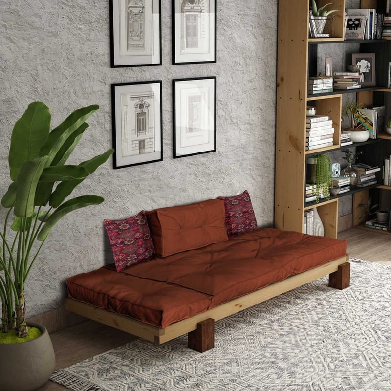 Fynros 2-seters Sovesofa - Mørkerød/Natur - Møbler - Sofaer - Sovesofaer