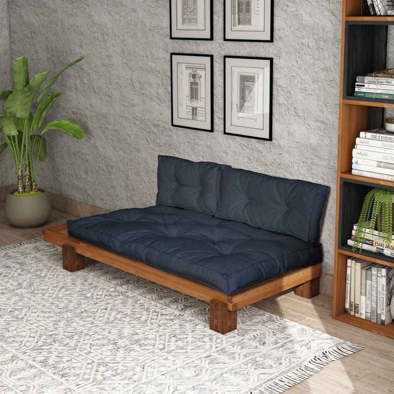 Fynros 2-seters Sovesofa - Natur/Marineblå - Møbler - Sofaer - Sovesofaer