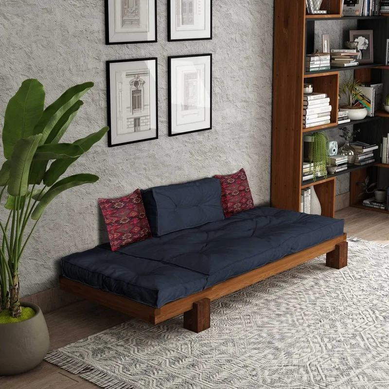 Fynros 2-seters Sovesofa - Natur/Marineblå - Møbler - Sofaer - Sovesofaer