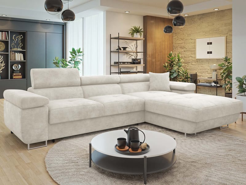 Gabina 3-seters sovesofa med divan - beige - Møbler - Sofaer - Sovesofaer