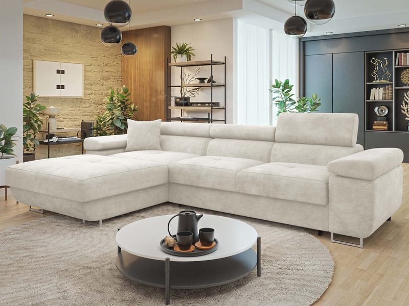 Gabina 3-seters sovesofa med divan - beige - Møbler - Sofaer - Sovesofaer