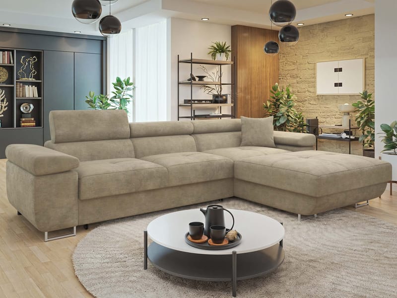 Gabina 3-seters sovesofa med divan - beige - Møbler - Sofaer - Sovesofaer