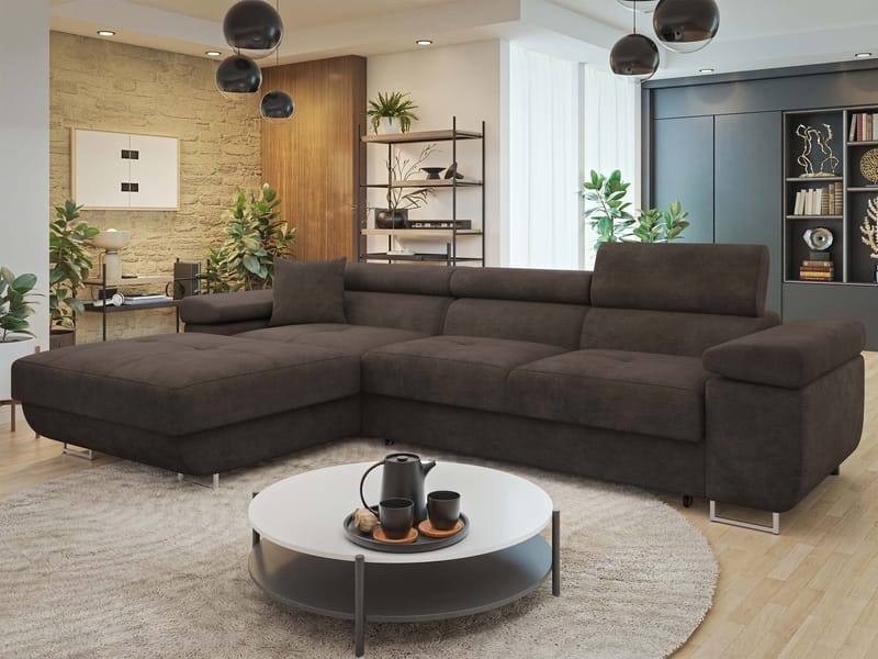 Gabina 3-seters sovesofa med divan - brun - Møbler - Sofaer - Sovesofaer