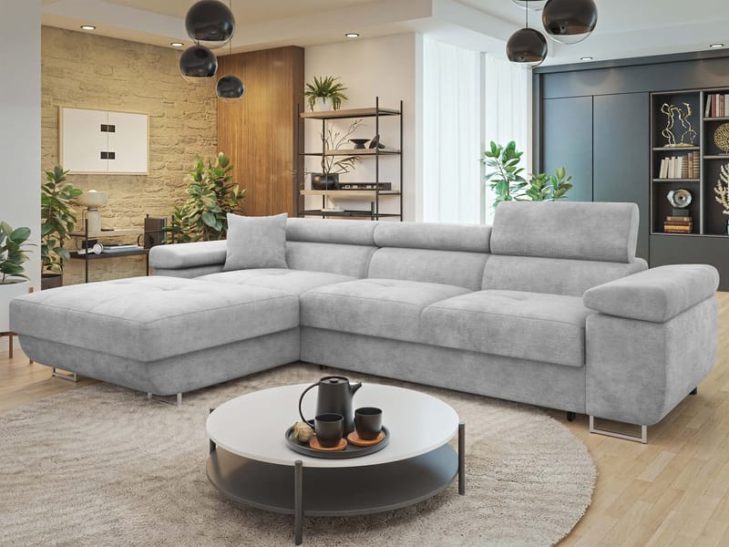 Gabina 3-seters sovesofa med divan - grå - Møbler - Sofaer - Sovesofaer